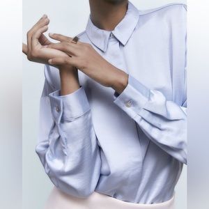 ZARA NWT Drop-shoulder Silk Effect Blouse size M